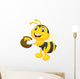 Bee cartoon holding honey bucket Wall Decal