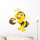 Bee cartoon holding honey bucket Wall Decal