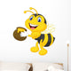 Bee cartoon holding honey bucket Wall Decal