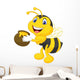 Bee cartoon holding honey bucket Wall Decal