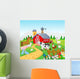Farm background with animals Wall Mural