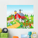 Farm background with animals Wall Mural
