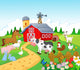 Farm background with animals Wall Mural