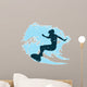 silhouette of a surfer in grunge style splashes 