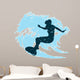 silhouette of a surfer in grunge style splashes 
