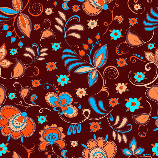 Floral Theme Seamless Pattern Wall Decal