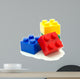 Plastic building blocks on white background 