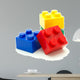 Plastic building blocks on white background 