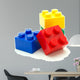 Plastic building blocks on white background 