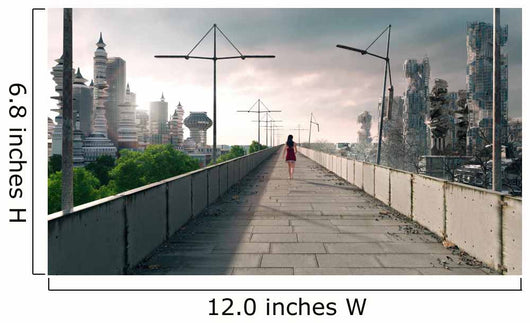 Apocalyptic concept background of futuristic and destroyed city Wall Mural