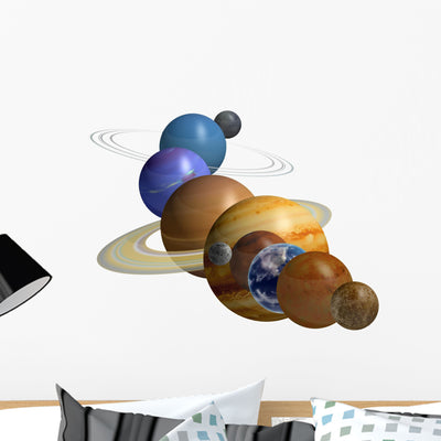 Outer Space Planets Wall Decal shown on a wall