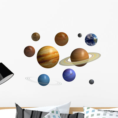 Solar System Planets Wall Stickers shown on a wall