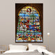 Stained glass window of St. James Cathedral, Seville, Spain 