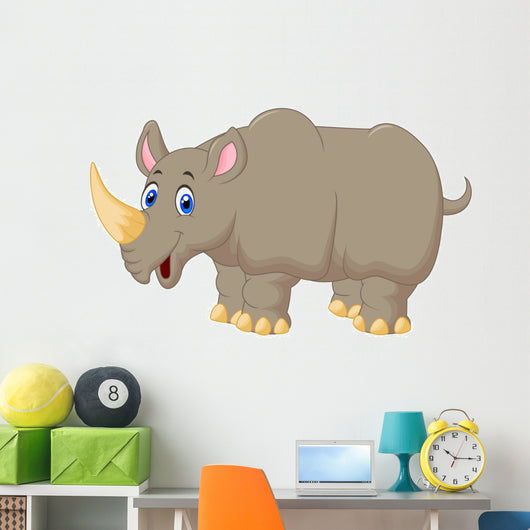 Cute Rhino cartoon Wall Decal