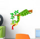 Cartoon Green Snake on Branch Wall Decal