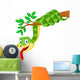 Cartoon Green Snake on Branch Wall Decal