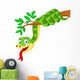 Cartoon Green Snake on Branch Wall Decal