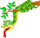 Cartoon Green Snake on Branch Wall Decal
