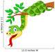 Cartoon Green Snake on Branch Wall Decal