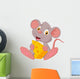 Cute mouse cartoon holding cheese Wall Decal