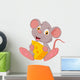 Cute mouse cartoon holding cheese Wall Decal
