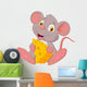 Cute mouse cartoon holding cheese Wall Decal