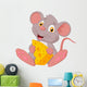Cute mouse cartoon holding cheese Wall Decal