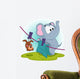 Elephant mistakenly  hung on clothespins mouse by the tail Wall Decal