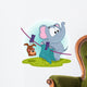 Elephant mistakenly  hung on clothespins mouse by the tail Wall Decal