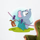 Elephant mistakenly  hung on clothespins mouse by the tail Wall Decal