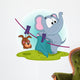 Elephant mistakenly  hung on clothespins mouse by the tail Wall Decal