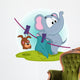 Elephant mistakenly  hung on clothespins mouse by the tail Wall Decal