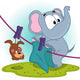 Elephant mistakenly  hung on clothespins mouse by the tail Wall Decal