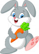 Happy Rabbit Holding Carrot 