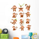 Happy monkey cartoon collection set Wall Decal