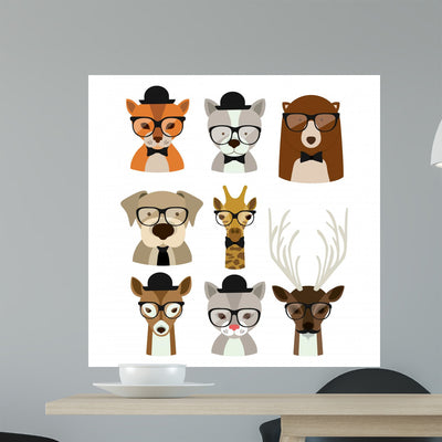 Animal Hipster Design shown on a wall