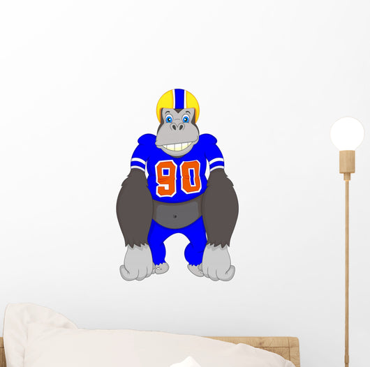 Gorilla Cartoon Playing American Fooball 