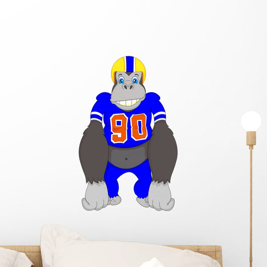 Gorilla Cartoon Playing American Fooball 