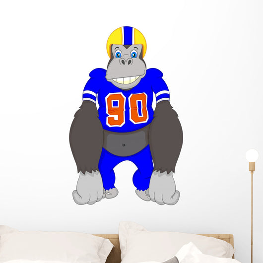 Gorilla Cartoon Playing American Fooball 