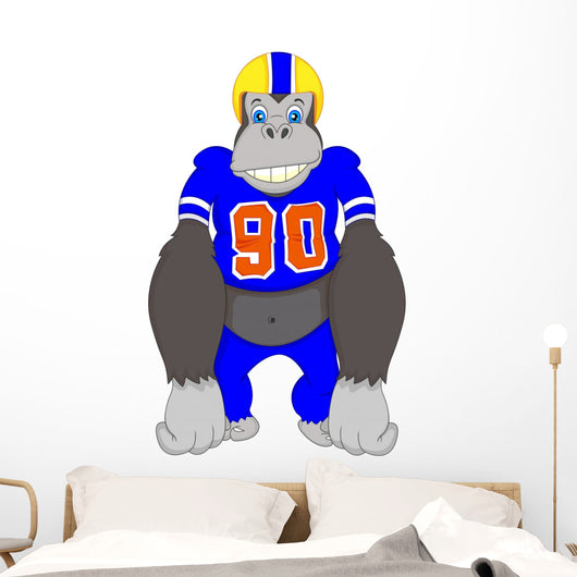 Gorilla Cartoon Playing American Fooball 
