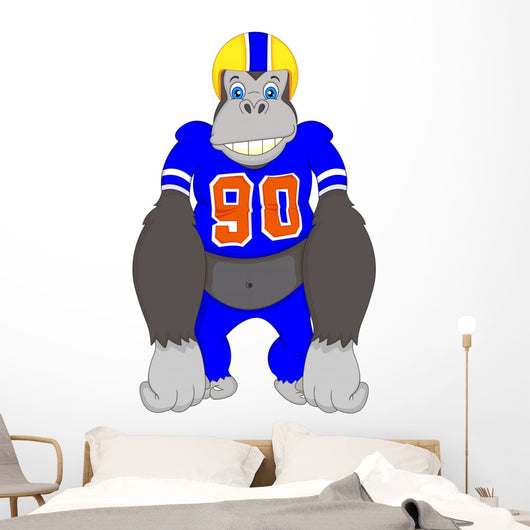 Gorilla Cartoon Playing American Fooball 