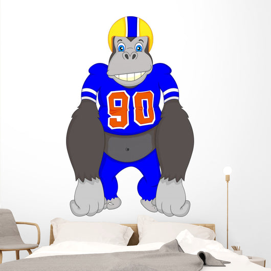Gorilla Cartoon Playing American Fooball 