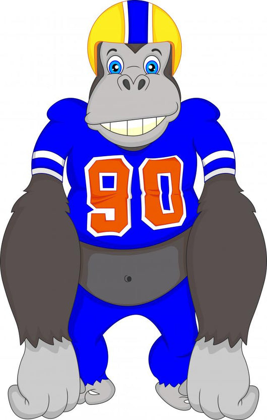 Gorilla Cartoon Playing American Fooball 