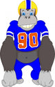 Gorilla Cartoon Playing American Fooball 