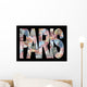 Paris text with collage of colourful euro notes illustration Wall Mural