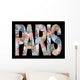 Paris text with collage of colourful euro notes illustration Wall Mural