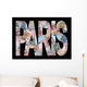 Paris text with collage of colourful euro notes illustration Wall Mural