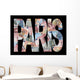 Paris text with collage of colourful euro notes illustration Wall Mural