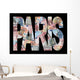 Paris text with collage of colourful euro notes illustration Wall Mural