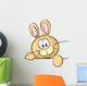 bunny peeking from behind the desk isolated Wall Decal